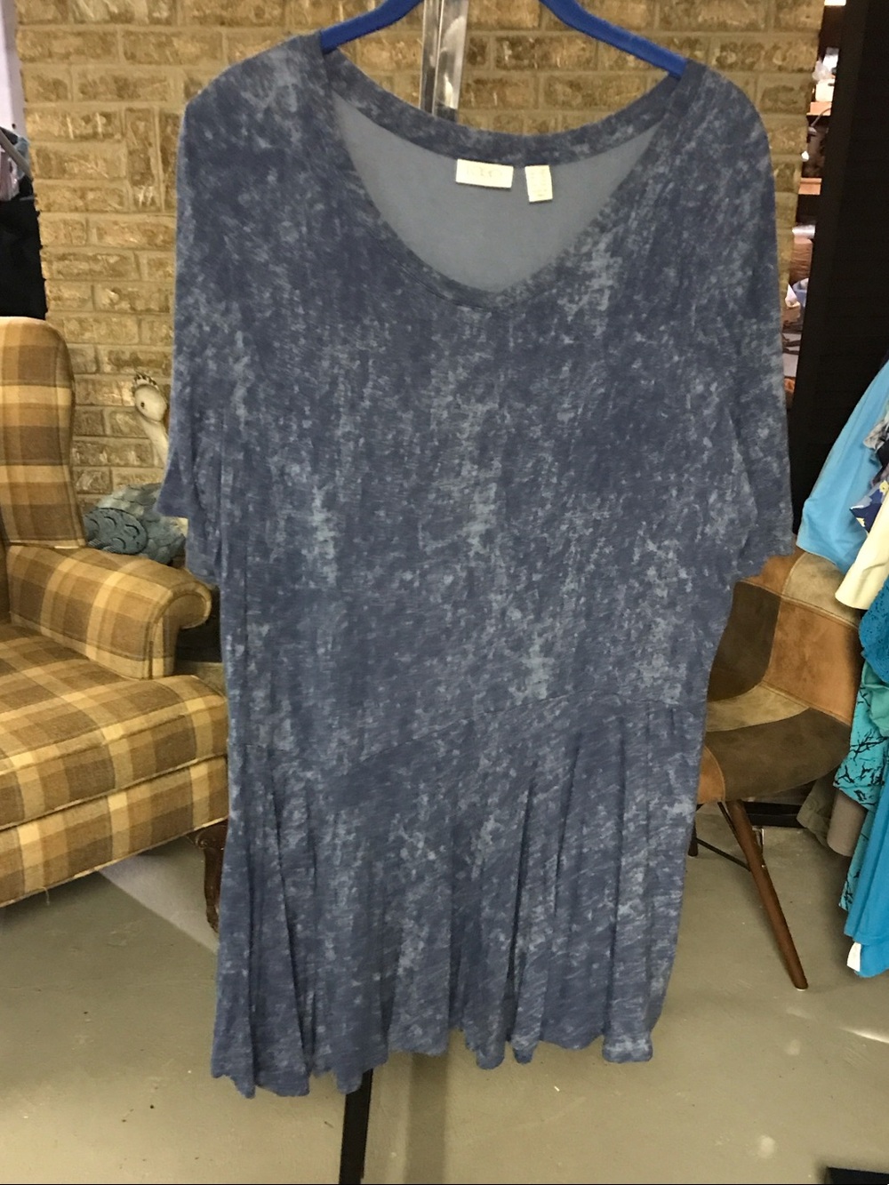 LOGO by Lori Goldstein Blue Tie-Dye V-Neck Tunic